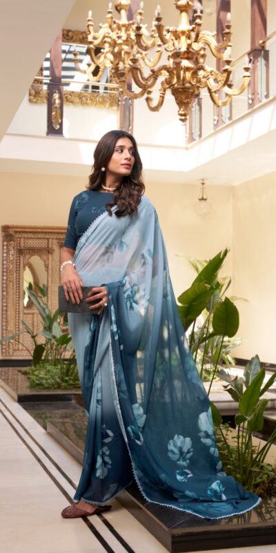 YNF 7038 Navy Blue Color Weightless Marbal Floral Printed Lace Saree Casual, Wedding, Festive, Events . Expected Delivery  4-6 Working Days @1549/- only                                                                                | Sarees, Bollywood Sarees, Creative Sarees, Designer Sarees, Embroidered Sarees, Ethnic Saree, Modern Digital sarees, Party Wear Sarees