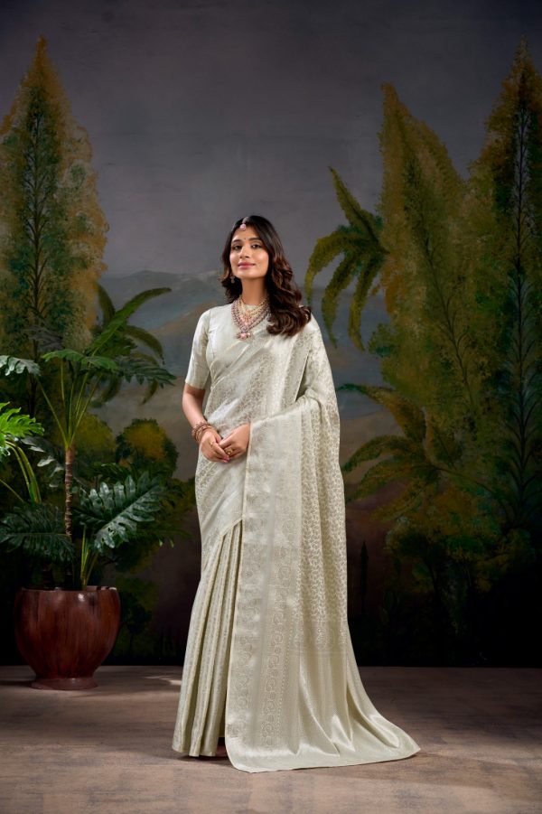 YNF 7404 Off White Color Kanjivaram Zari Weaving Work Saree Casual, Wedding, Festive, Events . Expected Delivery  4-6 Working Days @1599/- only                                | Sarees, Bollywood Sarees, Creative Sarees, Designer Sarees, Embroidered Sarees, Ethnic Saree, Modern Digital sarees, Party Wear Sarees