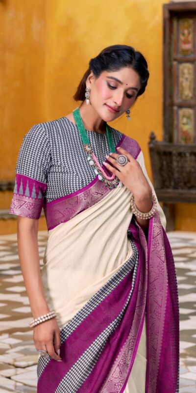 YNF 7049 Off White Color Poly Cotton Printed With Zari Weaving Work Saree Casual, Wedding, Festive, Events . Expected Delivery 4-6 Working Days @1699/- only | Sarees, Bollywood Sarees, Creative Sarees, Designer Sarees, Embroidered Sarees, Ethnic Saree, Modern Digital sarees, Party Wear Sarees
