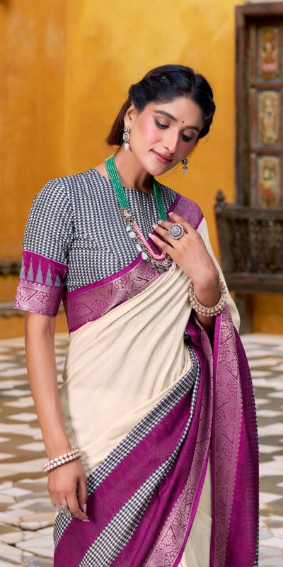 YNF 7049 Off White Color Poly Cotton Printed With Zari Weaving Work Saree Casual, Wedding, Festive, Events . Expected Delivery  4-6 Working Days @1699/- only                                                                                | Sarees, Bollywood Sarees, Creative Sarees, Designer Sarees, Embroidered Sarees, Ethnic Saree, Modern Digital sarees, Party Wear Sarees