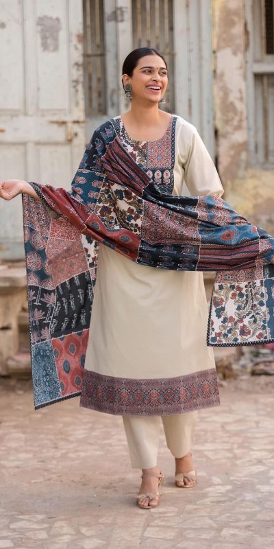 LG 1992 Off White Color Roman Silk Printed Patch Work  Salwar Suit Casual, Wedding, Festive, Events . Expected Delivery  4-6 Working Days @1899/- only      | Jump Suits, Salwar suit, Casual Suits, Creative suits, Designer Suits, Palazzo Suits, Party Wear Suits, Patiala Suits, Straight Suits
