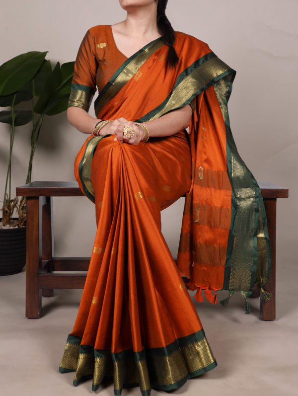 YNF 7406 Orange Color Cotton Silk Weaving Work Paithani Concept Saree Casual, Wedding, Festive, Events . Expected Delivery  4-6 Working Days @1449/- only                                                                                | Sarees, Bollywood Sarees, Creative Sarees, Designer Sarees, Embroidered Sarees, Ethnic Saree, Modern Digital sarees, Party Wear Sarees