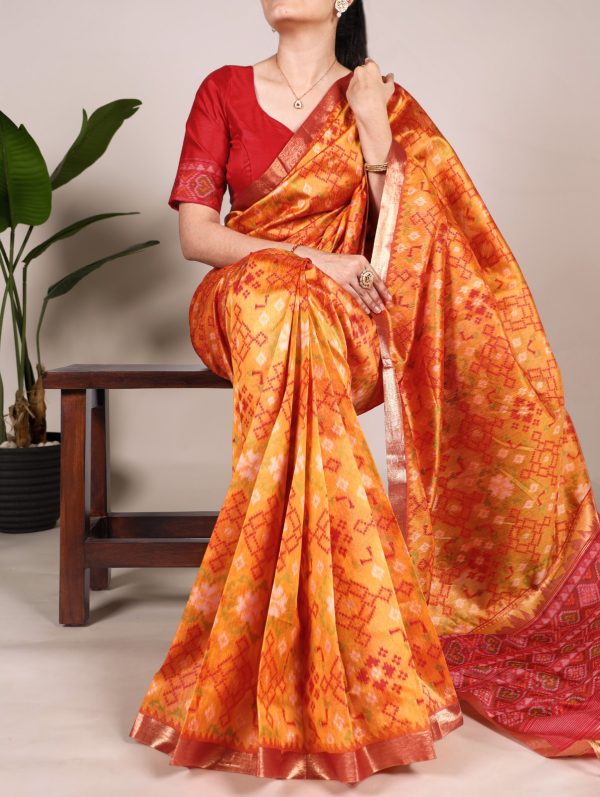YNF 7416 Orange Color Jacquard Silk Patola Print Zari Weaving Work Saree Casual, Wedding, Festive, Events . Expected Delivery  4-6 Working Days @2599/- only                                                                                | Sarees, Bollywood Sarees, Creative Sarees, Designer Sarees, Embroidered Sarees, Ethnic Saree, Modern Digital sarees, Party Wear Sarees