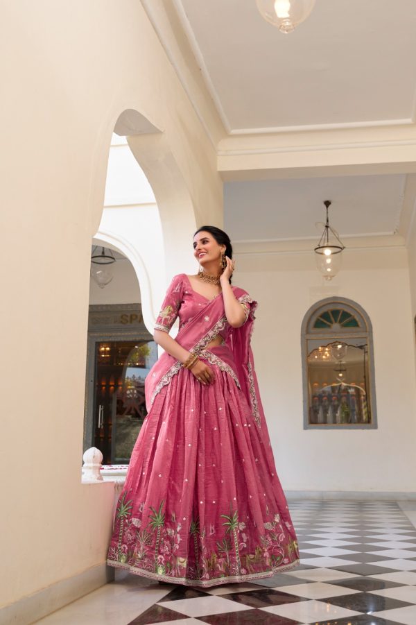 LNB 1435 Pink Sequins Work & Embroidery Work Lehenga Choli in Gold Crush. Exclusive Offer ₹3399. Delivery 4-6 Working Days. Shop now. | Lehenga, Bollywood Lehenga, Creative Lehenga, Designer Lehenga, Embroidered Lehenga, Party Wear Lehenga
