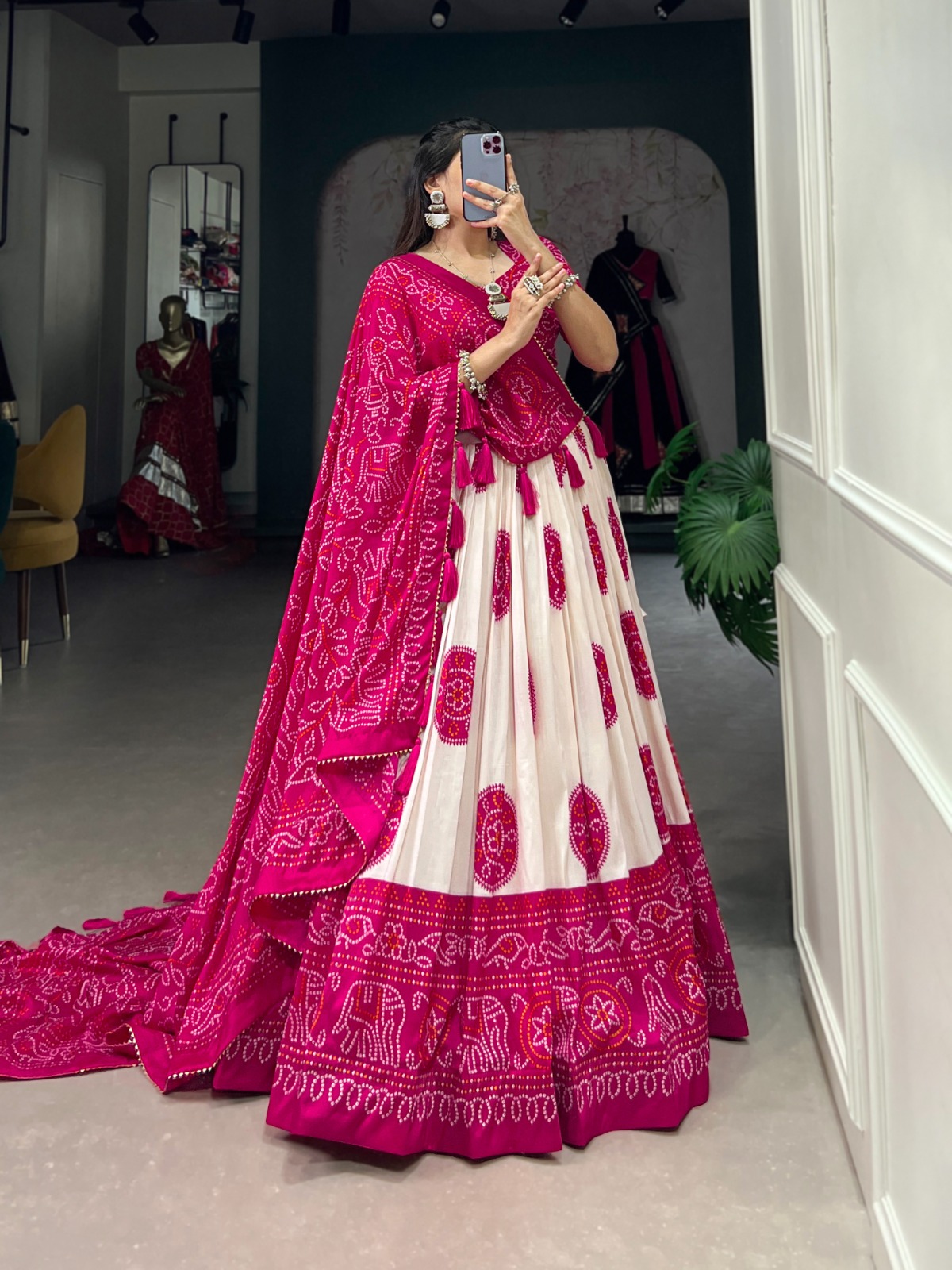 LNB 1229 Pink Color Tasar Silk Bandhej Print Lehenga Choli Wedding, Party, Festive, Events Etc. Delivery 4-6 Working Days Rs 2249 | Lehenga, Bollywood Lehenga, Creative Lehenga, Designer Lehenga, Embroidered Lehenga, Party Wear Lehenga