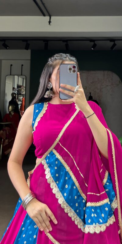 LNB 1673 Pink Color Tasar Silk Bandhej Print With Lace Touch Up Lehenga Choli Wedding, Party, Festive, Events Etc. Delivery 4-6 Working Days Rs 3099 | Lehenga, Bollywood Lehenga, Creative Lehenga, Designer Lehenga, Embroidered Lehenga, Party Wear Lehenga