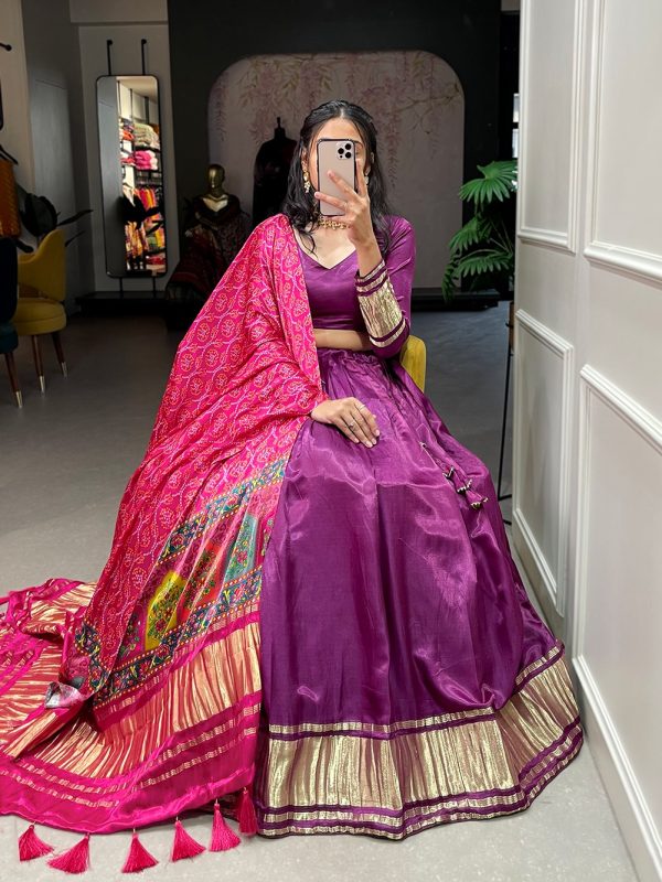LNB 1653 Purple Color Gaji Silk Dyeing With Lagdi patta Lehenga Choli Wedding, Party, Festive, Events Etc. Delivery 4-6 Working Days Rs 3499 | Lehenga, Bollywood Lehenga, Creative Lehenga, Designer Lehenga, Embroidered Lehenga, Party Wear Lehenga