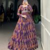 Purple Georgette Floral Gown