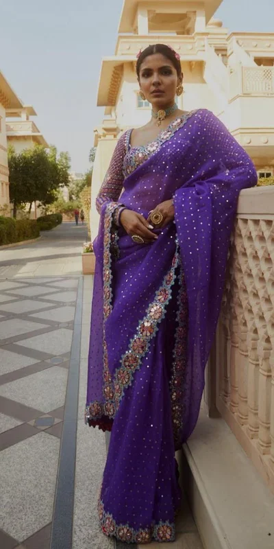 DF 3453 Purple Color Faux Georgette 5mm Sequence Work Casual, Wedding, Festive, Events . Expected Delivery  4-6 Working Days @2099/- only                                                                                | Sarees, Bollywood Sarees, Creative Sarees, Designer Sarees, Embroidered Sarees, Ethnic Saree, Modern Digital sarees, Party Wear Sarees