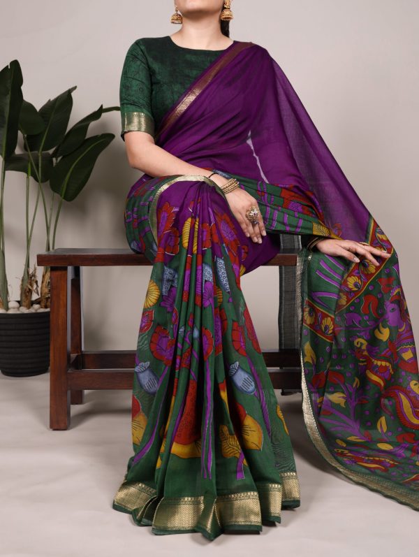 YNF 7036 Purple Color Polyester Chanderi Printed Zari Weaving Work Saree Casual, Wedding, Festive, Events . Expected Delivery  4-6 Working Days @1499/- only                                                                                | Sarees, Bollywood Sarees, Creative Sarees, Designer Sarees, Embroidered Sarees, Ethnic Saree, Modern Digital sarees, Party Wear Sarees