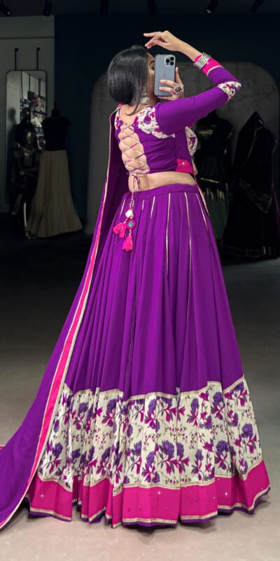 LNB 1618 Purple Color Printed And Original Mirror Hand Work With Lace Lehenga Choli Wedding, Party, Festive, Events Etc. Delivery 4-6 Working Days Rs 4249 | Lehenga, Bollywood Lehenga, Creative Lehenga, Designer Lehenga, Embroidered Lehenga, Party Wear Lehenga