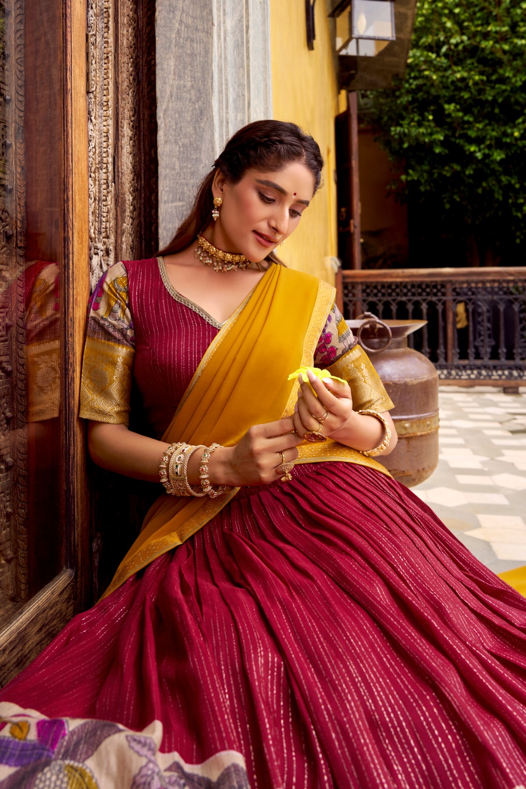 LNB 1242 Red Color Poly Chanderi Kalamkari Printed Zari Weaving Work Lehenga Choli Wedding, Party, Festive, Events Etc. Delivery 4-6 Working Days Rs 1899 | Lehenga, Bollywood Lehenga, Creative Lehenga, Designer Lehenga, Embroidered Lehenga, Party Wear Lehenga