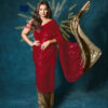 Red Georgette Embroidery Work Saree