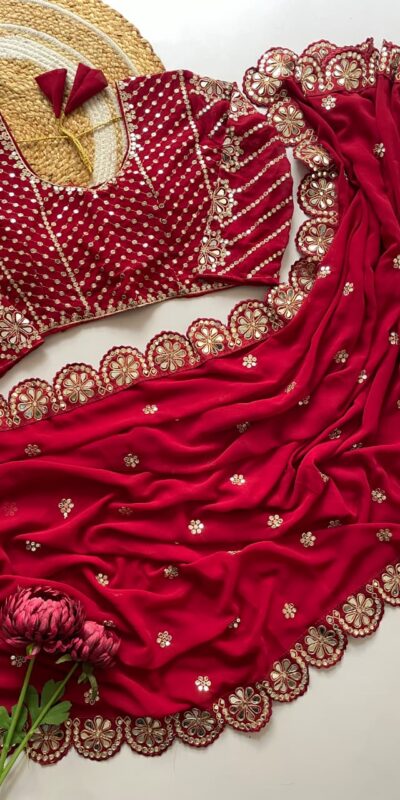 DF 3457 Red Color Georgette Sequence Original Mirror Work Saree Casual, Wedding, Festive, Events . Expected Delivery 4-6 Working Days @1899/- only | Sarees, Bollywood Sarees, Creative Sarees, Designer Sarees, Embroidered Sarees, Ethnic Saree, Modern Digital sarees, Party Wear Sarees