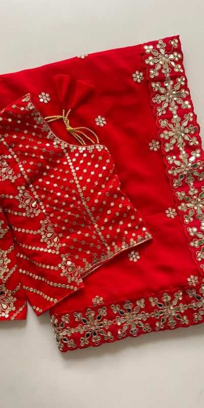 DF 3456 Red Color Heavy quality Faux Georgette Original Mirror Saree Casual, Wedding, Festive, Events . Expected Delivery 4-6 Working Days @2099/- only | Sarees, Bollywood Sarees, Creative Sarees, Designer Sarees, Embroidered Sarees, Ethnic Saree, Modern Digital sarees, Party Wear Sarees