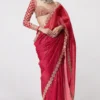 Red Georgette Sequence Work Saree