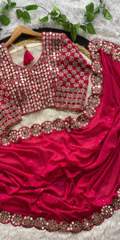 DF 3429 Red Color Faux Georgette 5mm Sequence Work Saree Casual, Wedding, Festive, Events . Expected Delivery  4-6 Working Days @2199/- only                                                 | Sarees, Bollywood Sarees, Creative Sarees, Designer Sarees, Embroidered Sarees, Ethnic Saree, Modern Digital sarees, Party Wear Sarees