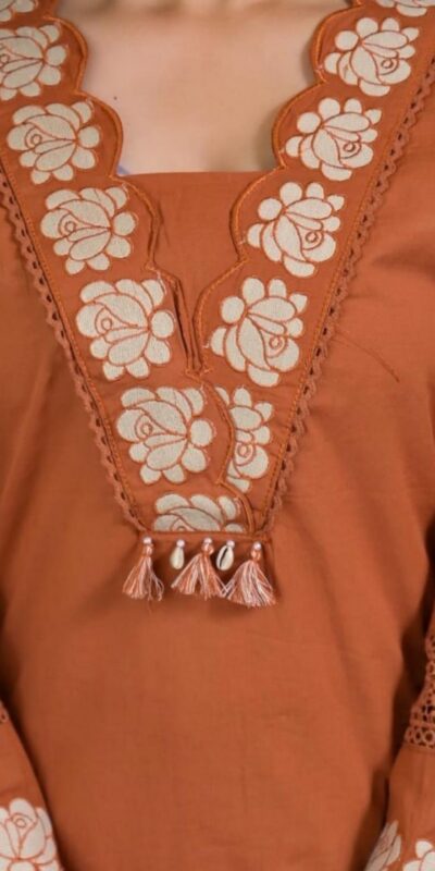 BE 385 Rust Color Rayon Slub Cotton Embroidery Wor Salwar Suit Casual, Wedding, Festive, Events . Expected Delivery 4-6 Working Days @1899/- only | Jump Suits, Salwar suit, Casual Suits, Creative suits, Designer Suits, Palazzo Suits, Party Wear Suits, Patiala Suits, Straight Suits