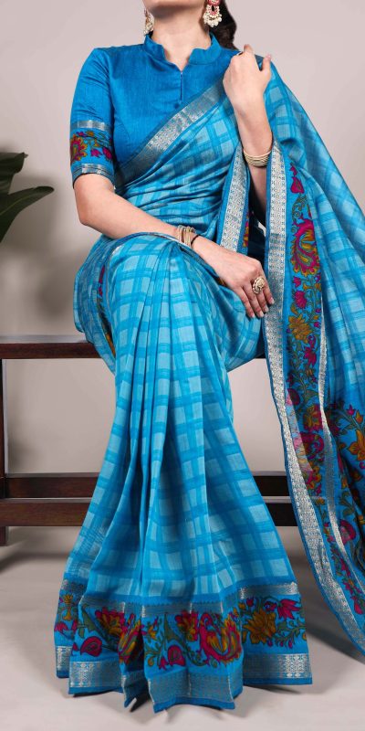 YNF 7035 Sky Blue Color Polyester Chanderi Printed Weaving Work Saree Casual, Wedding, Festive, Events . Expected Delivery  4-6 Working Days @1549/- only                                                                                | Sarees, Bollywood Sarees, Creative Sarees, Designer Sarees, Embroidered Sarees, Ethnic Saree, Modern Digital sarees, Party Wear Sarees