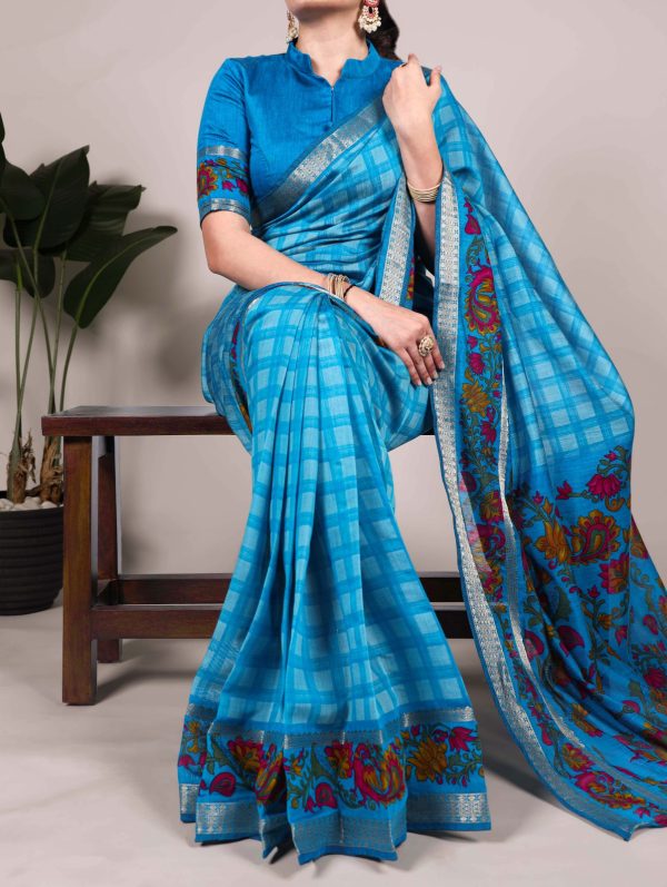 YNF 7035 Sky Blue Color Polyester Chanderi Printed Weaving Work Saree Casual, Wedding, Festive, Events . Expected Delivery  4-6 Working Days @1549/- only                                                                                | Sarees, Bollywood Sarees, Creative Sarees, Designer Sarees, Embroidered Sarees, Ethnic Saree, Modern Digital sarees, Party Wear Sarees