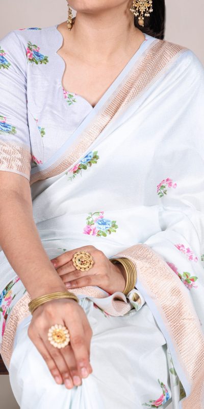 YNF 7015 Sky Blue Color Tussar Silk With Viscose Border Printed Saree Casual, Wedding, Festive, Events . Expected Delivery  4-6 Working Days @1699/- only                                                                                | Sarees, Bollywood Sarees, Creative Sarees, Designer Sarees, Embroidered Sarees, Ethnic Saree, Modern Digital sarees, Party Wear Sarees