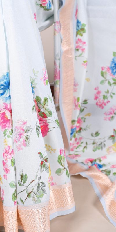 YNF 7015 Sky Blue Color Tussar Silk With Viscose Border Printed Saree Casual, Wedding, Festive, Events . Expected Delivery  4-6 Working Days @1699/- only                                                                                | Sarees, Bollywood Sarees, Creative Sarees, Designer Sarees, Embroidered Sarees, Ethnic Saree, Modern Digital sarees, Party Wear Sarees