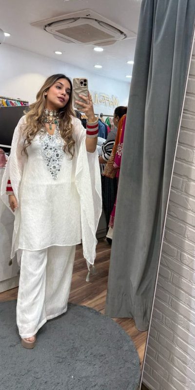 LG 1890 White Color Fendy Embroidery With Real Mirror Work Salwar Suit Casual, Wedding, Festive, Events . Expected Delivery  4-6 Working Days @1849/- only      | Jump Suits, Salwar suit, Casual Suits, Creative suits, Designer Suits, Palazzo Suits, Party Wear Suits, Patiala Suits, Straight Suits