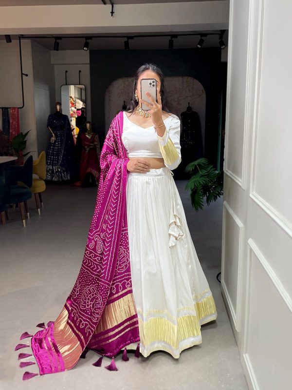 LNB 1653 White Color Gaji Silk Dyeing With Lagdi patta Lehenga Choli Wedding, Party, Festive, Events Etc. Delivery 4-6 Working Days Rs 3499 | Lehenga, Bollywood Lehenga, Creative Lehenga, Designer Lehenga, Embroidered Lehenga, Party Wear Lehenga