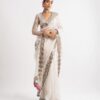 White Georgette Sequence Print Saree