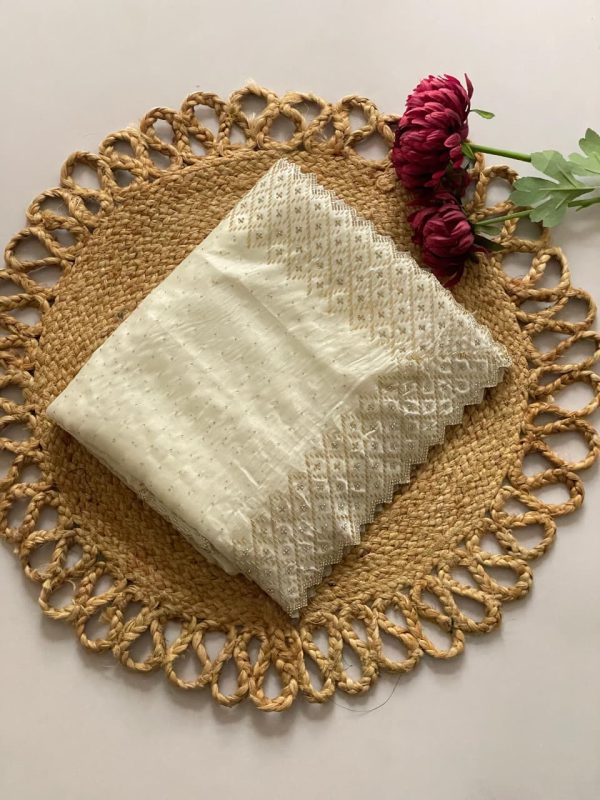 DF 3467 White Color Jimmy Choo Full Zarkhan Diamond Work Saree Casual, Wedding, Festive, Events . Expected Delivery  4-6 Working Days @2099/- only                                                                                | Sarees, Bollywood Sarees, Creative Sarees, Designer Sarees, Embroidered Sarees, Ethnic Saree, Modern Digital sarees, Party Wear Sarees