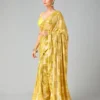 Yellow Georgette Sequins Work Saree
