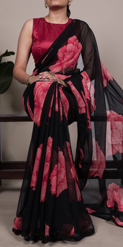 YNF 7033 Black Color Chiffon Lace Work & Lace Border Saree . Available at ₹1499 only. Delivery 4-6 Working Days. Shop now. | Sarees, Bollywood Sarees, Creative Sarees, Designer Sarees, Embroidered Sarees, Ethnic Saree, Modern Digital sarees, Party Wear Sarees
