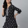 INLI Blush 2.0 Black Cotton Printed Designer Work Kurti in . Wedding, Party, Festive, Events, Special Price ₹1269. Delivery 4-6 Working Days. Shop now. | Kurti, Bollywood Kurti, Creative Kurtis, Designer Kurti, Party Wear Kurti, Selfie Kurti
