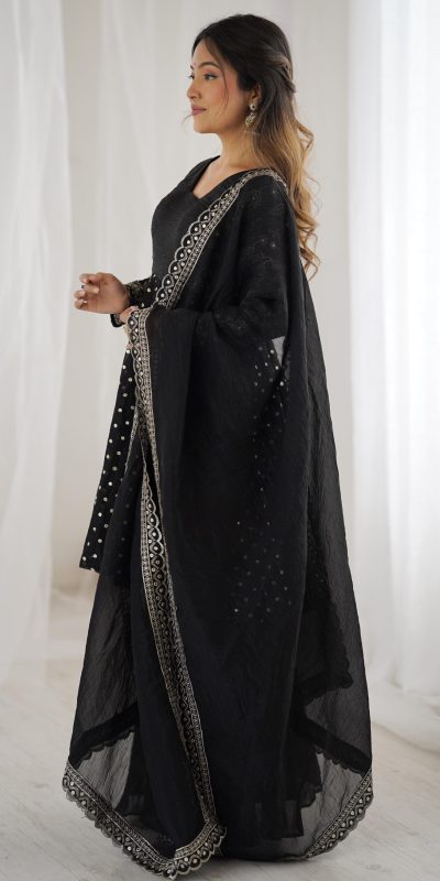 ZSR 3134 Black Crunchy Silk Salwar Suit Perfect for Wedding, Party, Sangeet, Anniversary, Housewarming Introductory Price ₹2399. Delivery 4-6 | Jump Suits, Salwar suit, Casual Suits, Creative suits, Designer Suits, Palazzo Suits, Party Wear Suits, Patiala Suits, Straight Suits