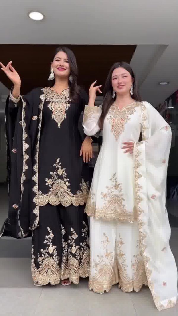 DC 109 Black Havy fox Georgette with Embroidery Work & Lace Work Salwar Suit . Exclusive Offer ₹2149. Delivery 4-6 Working Days. Shop now. | Jump Suits, Tops & Bottoms, Track Suits, Salwar suit, Casual Suits, Creative suits, Designer Suits, Palazzo Suits, Party Wear Suits, Patiala Suits, Straight Suits, Trendy Wear