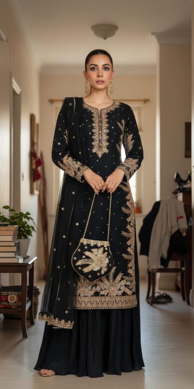 KF 1705 Black Fuax Georgette With Embroidery Work Salwar Suit . Wedding, Party, Festive, Events, Deal ₹2049. Delivery 4-6 Working Days. Shop now. | Jump Suits, Tops & Bottoms, Track Suits, Salwar suit, Casual Suits, Creative suits, Designer Suits, Palazzo Suits, Party Wear Suits, Patiala Suits, Straight Suits, Trendy Wear