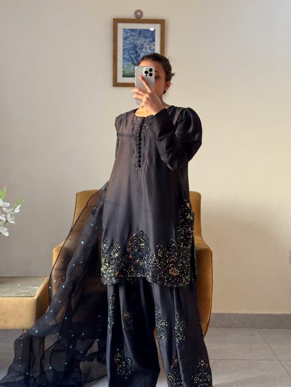 SRK 5267 Black Pure Natural Crep Silk with Embroidery Work Salwar Suit . Exclusive Offer ₹1949. Delivery 4-6 Working Days. Shop now. | Jump Suits, Salwar suit, Casual Suits, Creative suits, Designer Suits, Palazzo Suits, Party Wear Suits, Patiala Suits, Straight Suits
