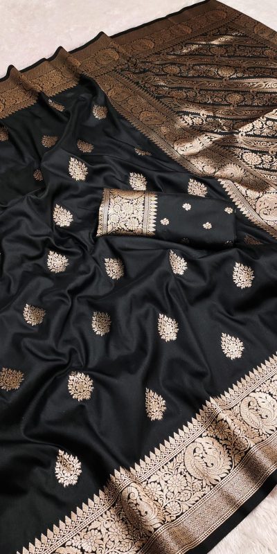 MB 3284 Black Soft Banarasi Cotton Silk Saree Perfect for Wedding, Party, Eid, Traditional Day, Haldi –. Get it for ₹1899. Delivery 4-6 Working Days. | Sarees, Bollywood Sarees, Creative Sarees, Designer Sarees, Embroidered Sarees, Ethnic Saree, Modern Digital sarees, Party Wear Sarees