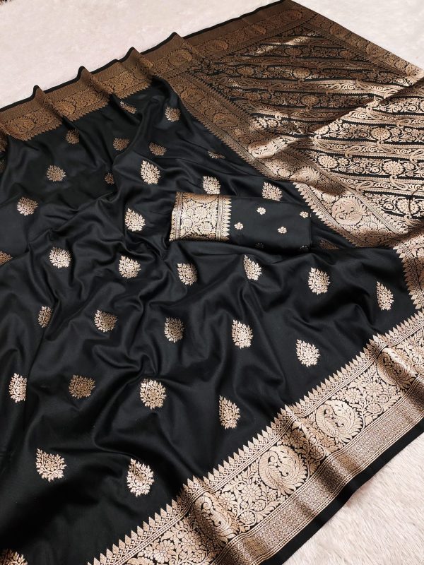 MB 3284 Black Soft Banarasi Cotton Silk Saree Perfect for Wedding, Party, Eid, Traditional Day, Haldi –. Get it for ₹1899. Delivery 4-6 Working Days. | Sarees, Bollywood Sarees, Creative Sarees, Designer Sarees, Embroidered Sarees, Ethnic Saree, Modern Digital sarees, Party Wear Sarees