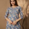 INLI Blush 2.0 Blue Cotton Printed Designer Work Kurti in . Wedding, Party, Festive, Events, Special Price ₹1269. Delivery 4-6 Working Days. Shop now. | Kurti, Bollywood Kurti, Creative Kurtis, Designer Kurti, Party Wear Kurti, Selfie Kurti