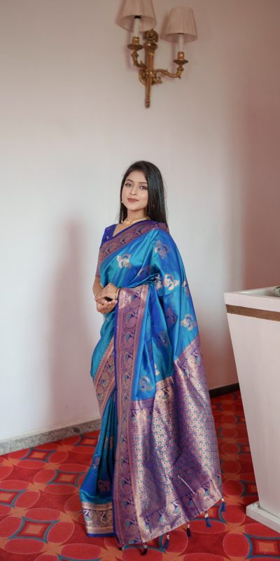 MB Paithani-3 Blue Color in Pethani Silk Zari Work & Lace Work Saree . Grab it for ₹2199. Delivery 4-6 Working Days. Shop now. | Sarees, Bollywood Sarees, Creative Sarees, Designer Sarees, Embroidered Sarees, Ethnic Saree, Modern Digital sarees, Party Wear Sarees
