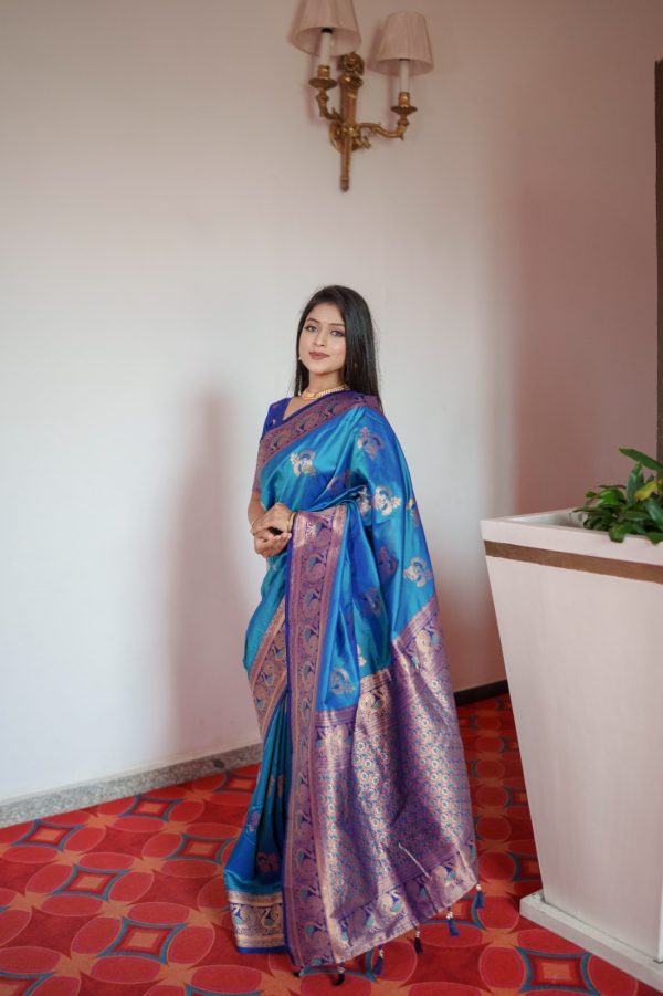 MB Paithani-3 Blue Color in Pethani Silk Zari Work & Lace Work Saree . Grab it for ₹2199. Delivery 4-6 Working Days. Shop now. | Sarees, Bollywood Sarees, Creative Sarees, Designer Sarees, Embroidered Sarees, Ethnic Saree, Modern Digital sarees, Party Wear Sarees