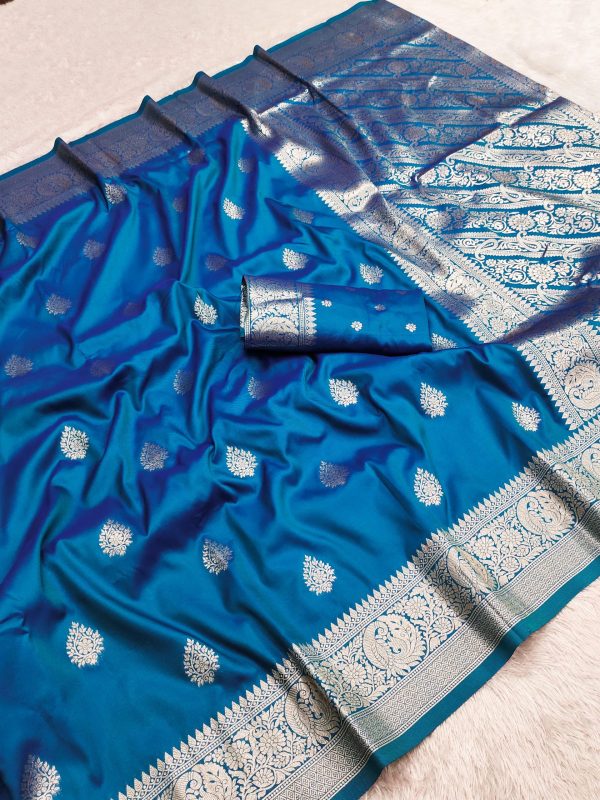 MB 3284 Blue Soft Banarasi Cotton Silk Saree Perfect for Wedding, Party, Eid, Traditional Day, Haldi –. Get it for ₹1899. Delivery 4-6 Working Days. | Sarees, Bollywood Sarees, Creative Sarees, Designer Sarees, Embroidered Sarees, Ethnic Saree, Modern Digital sarees, Party Wear Sarees