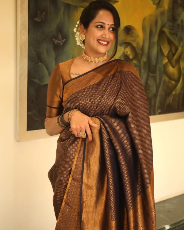 KP 4040 Brown Soft Lichi Silk Saree Perfect for Wedding, Party, Ethnic Day, Raksha Bandhan, Temple Visit – . Exclusive Offer ₹1299. Delivery 4-6 Working D | Sarees, Bollywood Sarees, Creative Sarees, Designer Sarees, Embroidered Sarees, Ethnic Saree, Modern Digital sarees, Party Wear Sarees