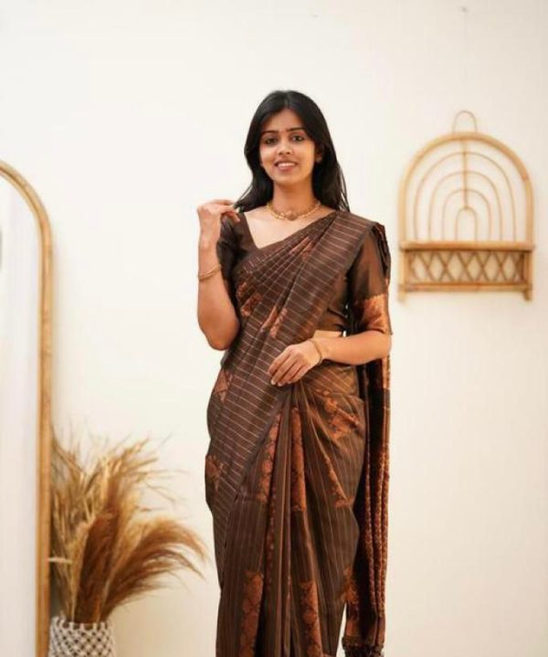 KP 5011 Brown in Collor Soft Lichi Silk Lace Work & Lace Border Saree . Get it for ₹1299. Delivery 4-6 Working Days. Shop now. | Sarees, Bollywood Sarees, Creative Sarees, Designer Sarees, Embroidered Sarees, Ethnic Saree, Modern Digital sarees, Party Wear Sarees