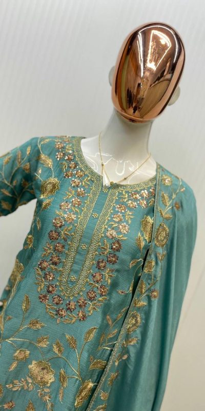 LG 1940 Firozi Chinon With Lace Work & Embroidery Work Salwar Suit . Festive Deal ₹2099. Delivery 4-6 Working Days. Shop now. | Jump Suits, Salwar suit, Casual Suits, Creative suits, Designer Suits, Palazzo Suits, Party Wear Suits, Patiala Suits, Straight Suits