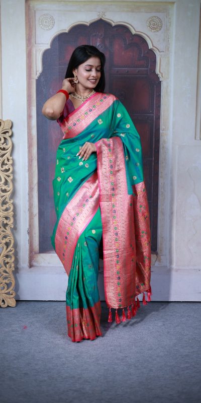 MB 18 Firozi Paithani Ajanta Lotus Saree Perfect for Wedding, Party, Lohri, Durga Puja, Eid – . Get it for ₹2449. Delivery 4-6 Working Days. Shop now. | Sarees, Bollywood Sarees, Creative Sarees, Designer Sarees, Embroidered Sarees, Ethnic Saree, Modern Digital sarees, Party Wear Sarees
