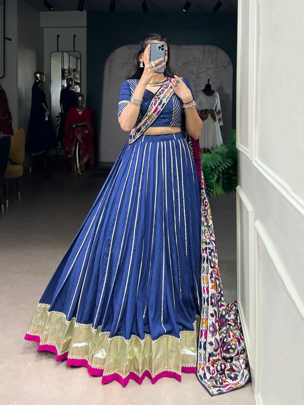 LNB 1658 Firozi Pure Chanderi with Zari Work & Gotta Patti Work Lehenga Choli . Introductory Price ₹3199. Delivery 4-6 Working Days. Shop now. | Lehenga, Bollywood Lehenga, Creative Lehenga, Designer Lehenga, Embroidered Lehenga, Party Wear Lehenga