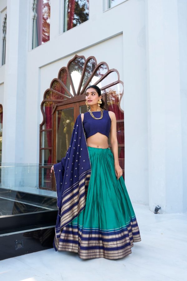 LNB 1908 Firozi in Pure Chanderi Zari Work & Lace Work Lehenga Choli . Special Price ₹2099. Delivery 4-6 Working Days. Shop now. | Lehenga, Bollywood Lehenga, Creative Lehenga, Designer Lehenga, Embroidered Lehenga, Party Wear Lehenga