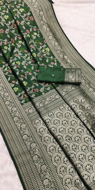 MB 96 Green Color Khaddi Pashmina with Zari Work & Lace Work Saree . Now at just ₹1999. Delivery 4-6 Working Days. Shop now. | Sarees, Bollywood Sarees, Creative Sarees, Designer Sarees, Embroidered Sarees, Ethnic Saree, Modern Digital sarees, Party Wear Sarees
